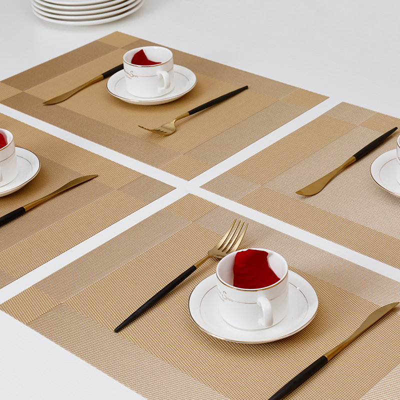 Manteles Individuales de calidad para mesa de comedor, tejidos en vinilo para el hogar, manteles lavables, manteles resistentes al calor, paquete de 4 Uds