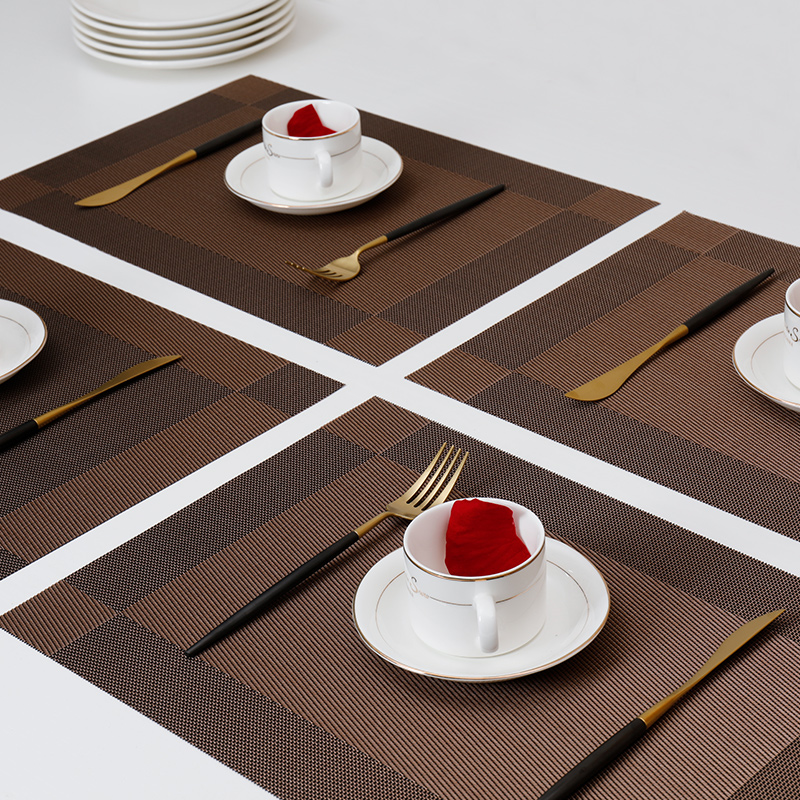 Manteles Individuales de calidad para mesa de comedor, tejidos en vinilo para el hogar, manteles lavables, manteles resistentes al calor, paquete de 4 Uds