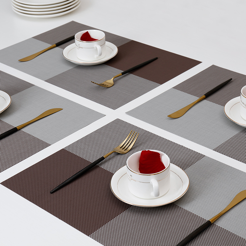 Manteles Individuales de calidad para mesa de comedor, tejidos en vinilo para el hogar, manteles lavables, manteles resistentes al calor, paquete de 4 Uds