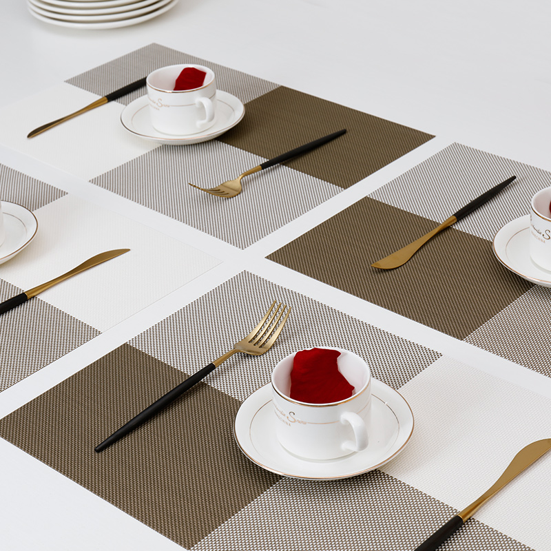 Manteles Individuales de calidad para mesa de comedor, tejidos en vinilo para el hogar, manteles lavables, manteles resistentes al calor, paquete de 4 Uds