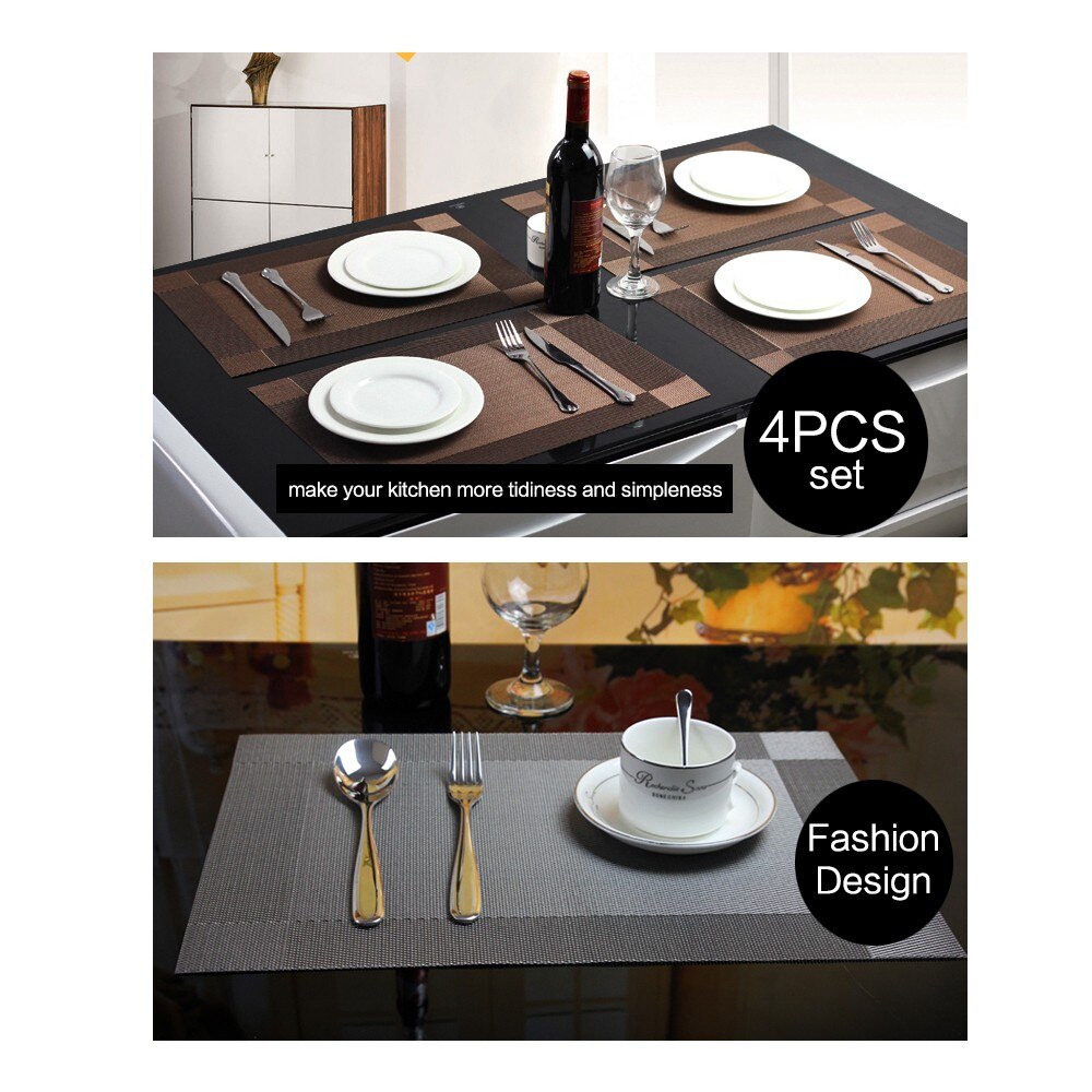 WHQ 4 unids/lote mantel de pvc de moda mesa de comedor mat almohadillas plato de regalo impermeable de tela de mesa pad antideslizante pad