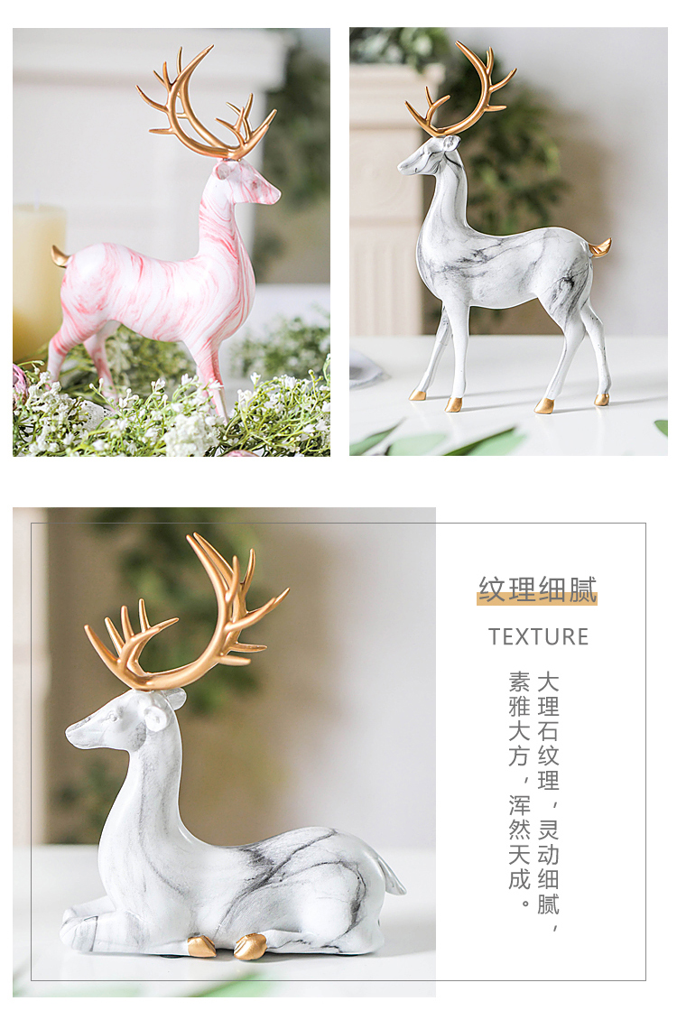 Accesorios nórdicos creativos de resina de mármol venado oro moderno para el hogar adornos decorativos de animales simulados figuras de artesanías de resina