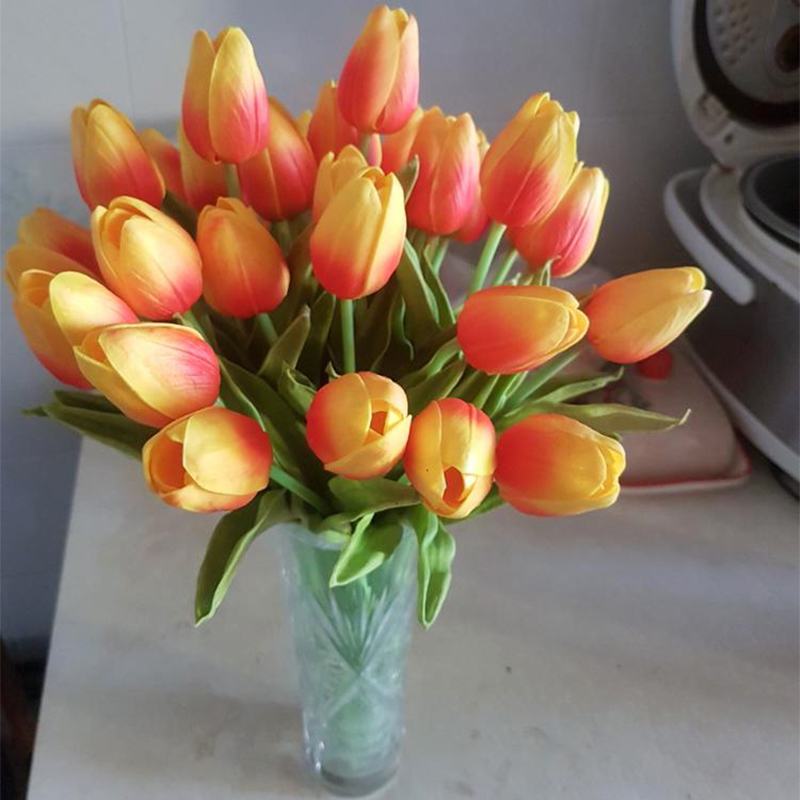 WEIGAO 10 Uds flor Artificial de tulipán Real tacto Artificial ramo falsa flor flores decorativas para boda casa jardín decoración