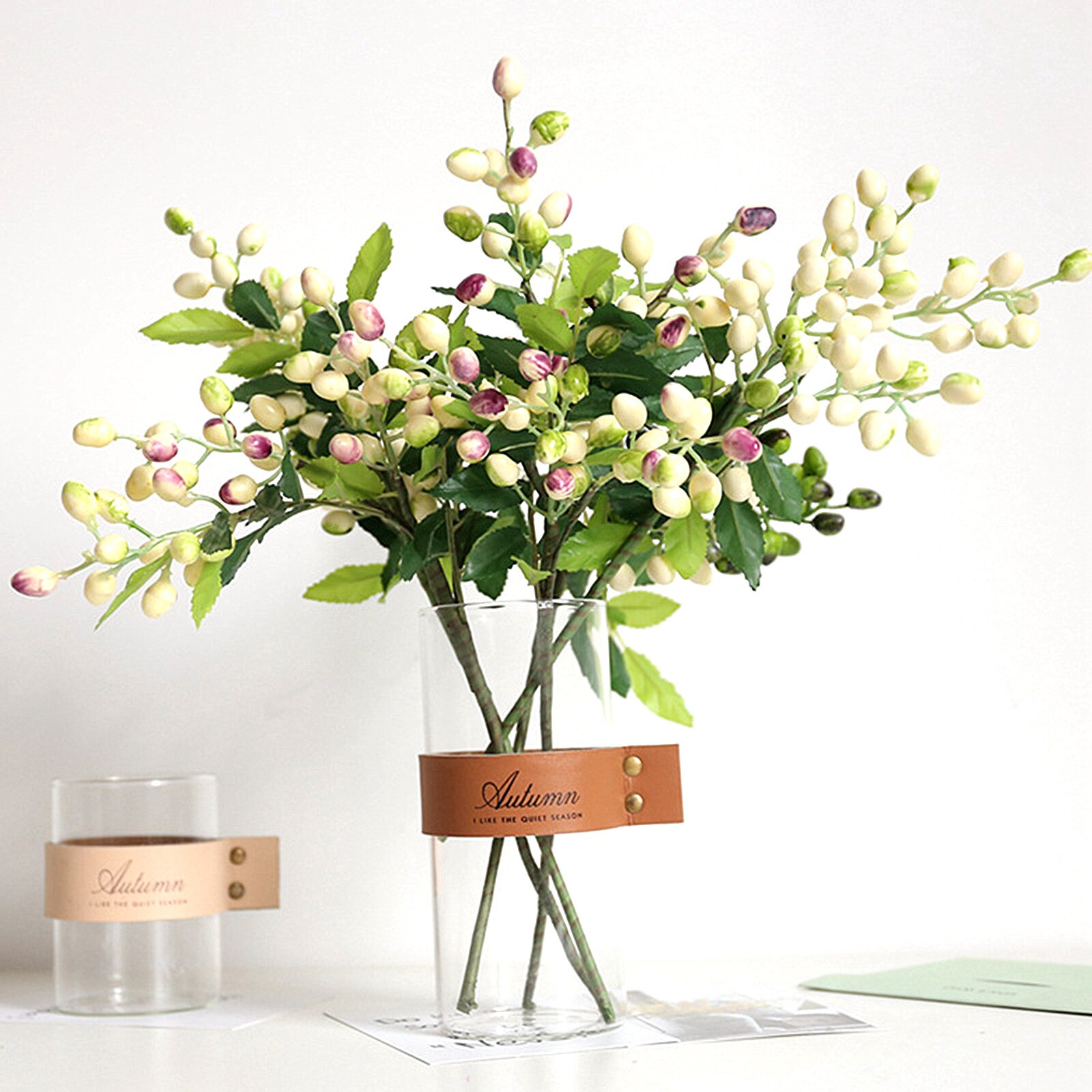 Ramo de flores artificiales de olivo, flores verdes, decoración de plantas para DIY, decoración para bodas, fiestas, accesorios para jardín