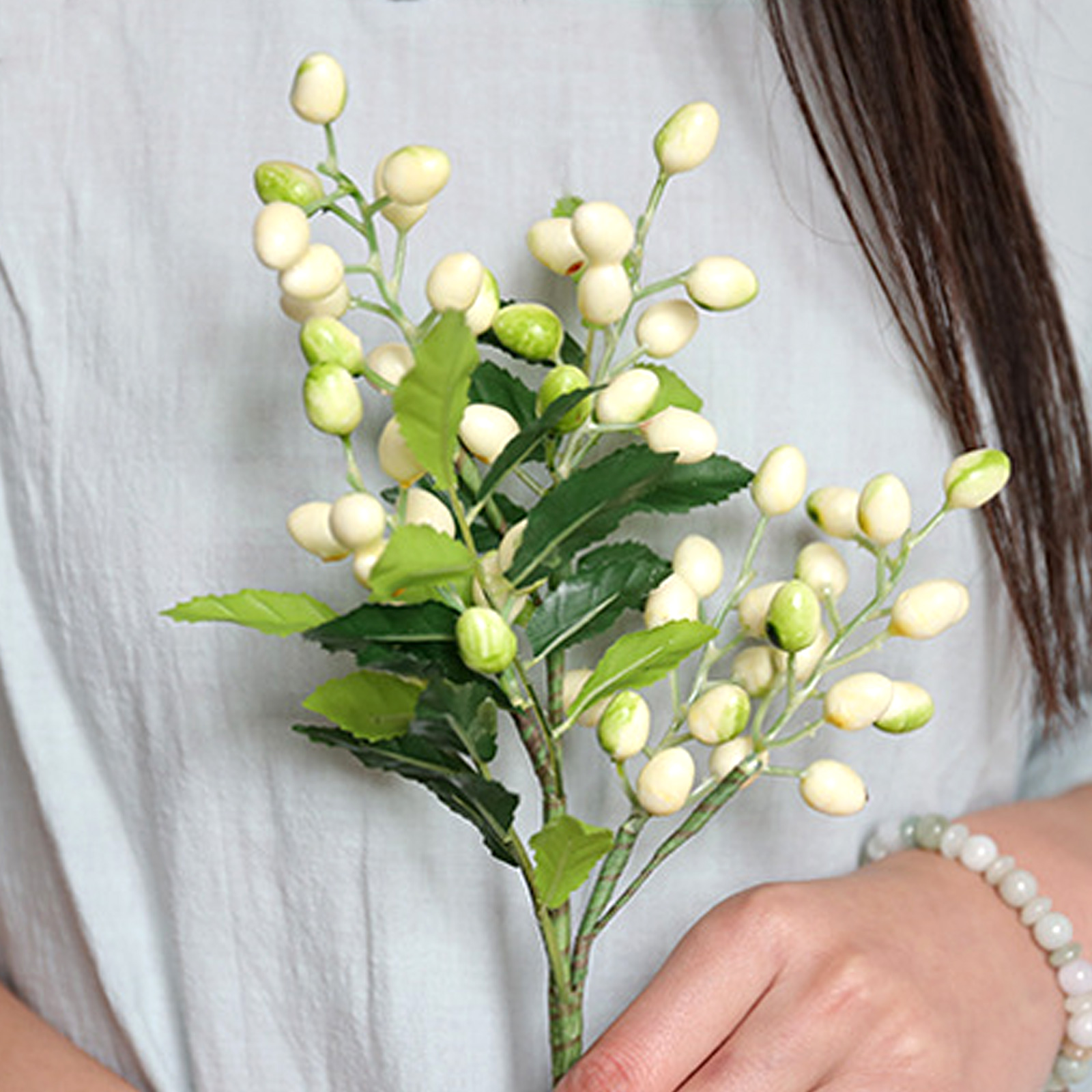 Ramo de flores artificiales de olivo, flores verdes, decoración de plantas para DIY, decoración para bodas, fiestas, accesorios para jardín