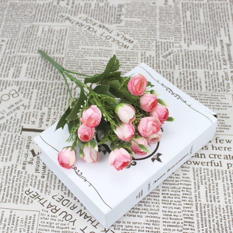 15 Mini encantador peonía de seda artificial flores ramo de novia falsa bouquet de rosas para boda Fiesta de la familia decoración DIY