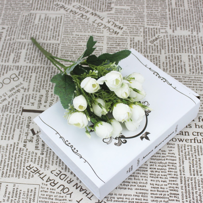 15 Mini encantador peonía de seda artificial flores ramo de novia falsa bouquet de rosas para boda Fiesta de la familia decoración DIY