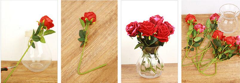 18 unids/lote flores rosas artificiales de seda rosas para decoración de fiesta en casa flores falsas ramo de flores de boda flores de Navidad