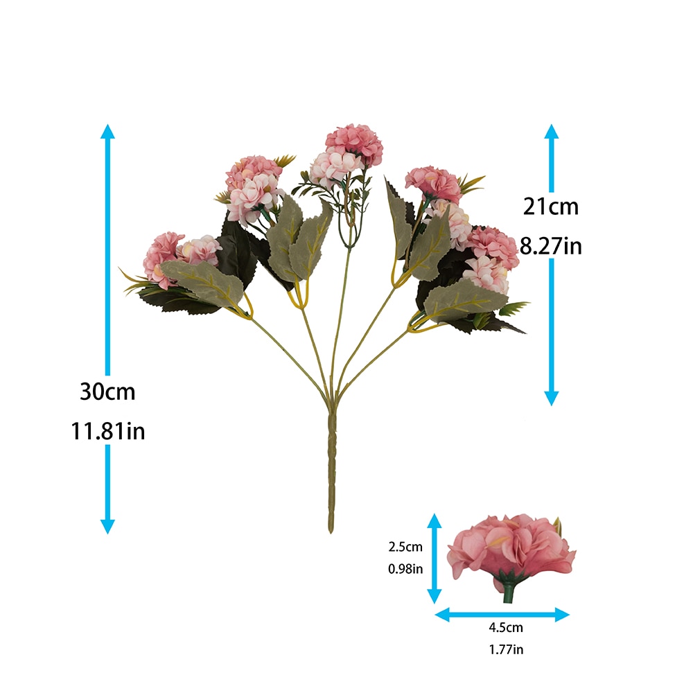 Hortensias de seda, flores artificiales de alta calidad, ramo pequeño de flores blancas de boda, flores falsas para decoración del hogar, Rosa