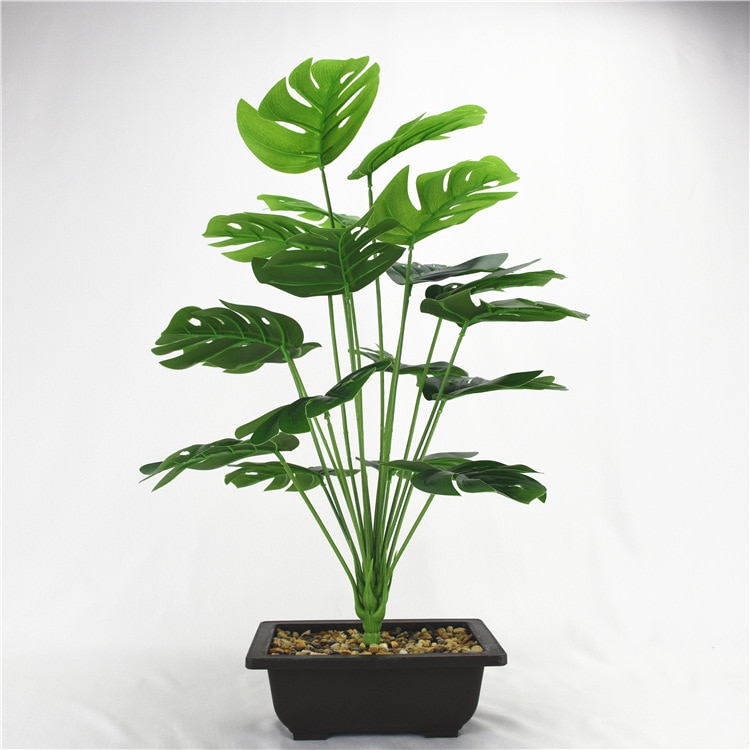 49cm 18 jefes verde Artificial Monstera hojas de jardín de casa habitación decoración dormitorio plantas