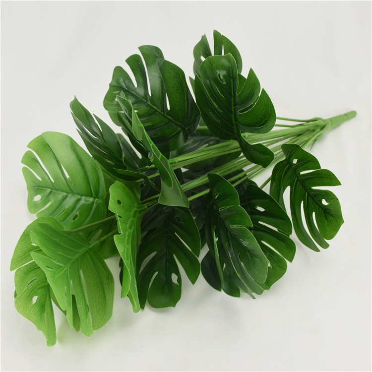 49cm 18 jefes verde Artificial Monstera hojas de jardín de casa habitación decoración dormitorio plantas