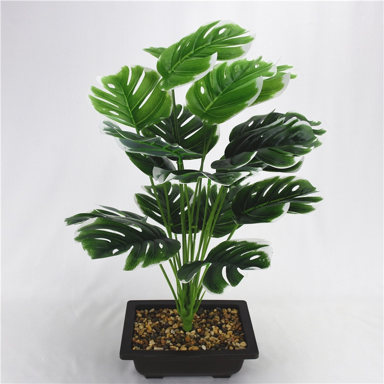 49cm 18 jefes verde Artificial Monstera hojas de jardín de casa habitación decoración dormitorio plantas