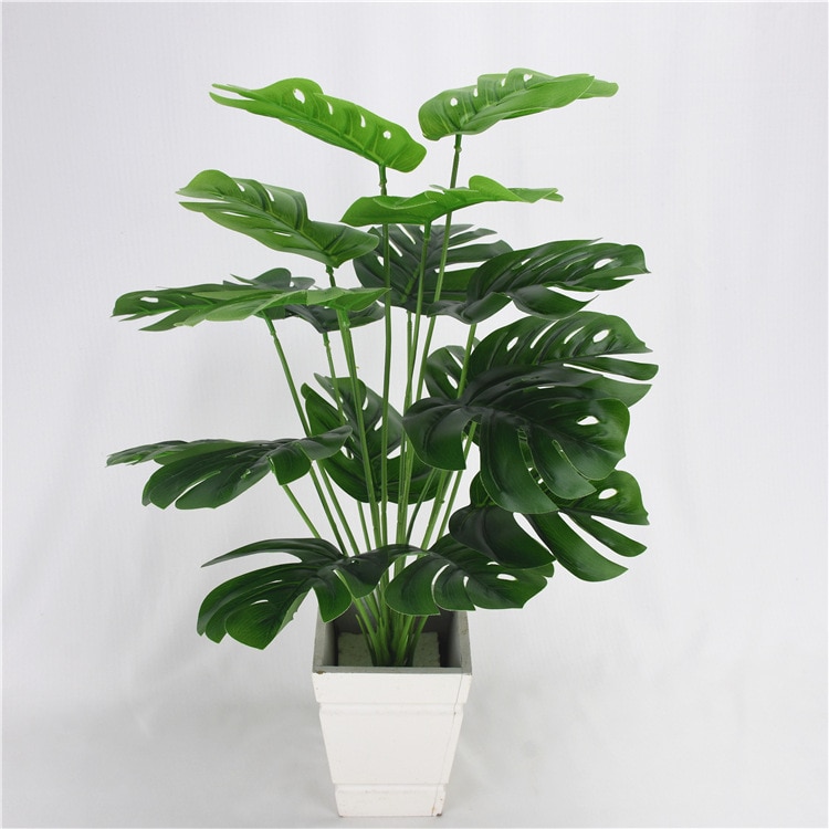49cm 18 jefes verde Artificial Monstera hojas de jardín de casa habitación decoración dormitorio plantas