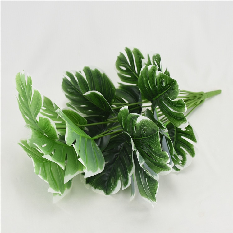 49cm 18 jefes verde Artificial Monstera hojas de jardín de casa habitación decoración dormitorio plantas