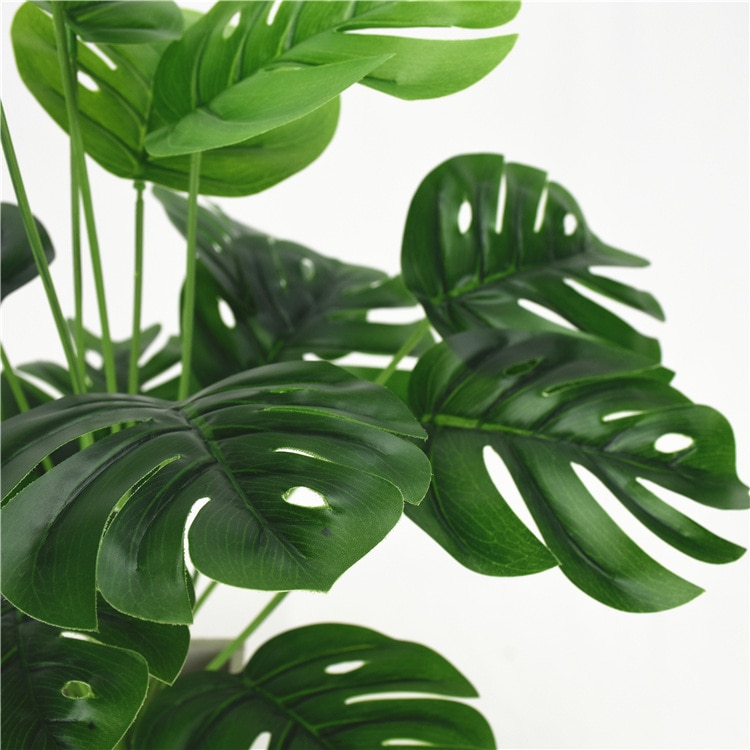 49cm 18 jefes verde Artificial Monstera hojas de jardín de casa habitación decoración dormitorio plantas