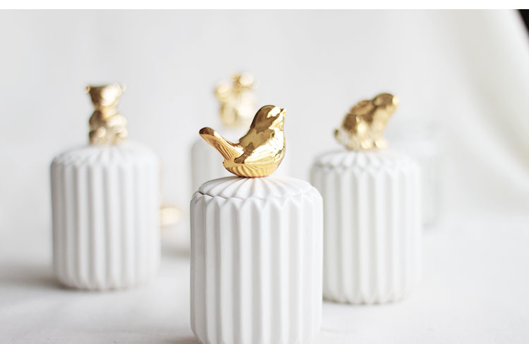 Cerámica hisopo de algodón tanque de almacenamiento de maquillaje organizador cocina sello cubierta comida tarro de caramelo mercancías de casa decoración adornos