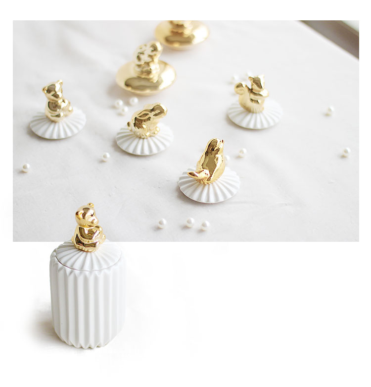 Cerámica hisopo de algodón tanque de almacenamiento de maquillaje organizador cocina sello cubierta comida tarro de caramelo mercancías de casa decoración adornos