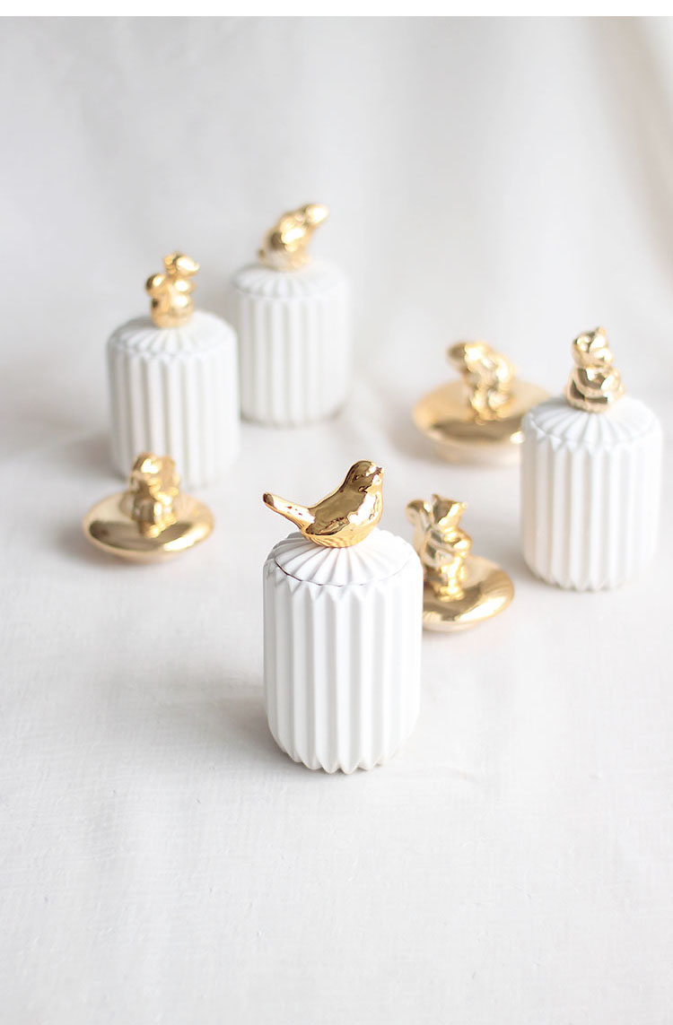 Cerámica hisopo de algodón tanque de almacenamiento de maquillaje organizador cocina sello cubierta comida tarro de caramelo mercancías de casa decoración adornos