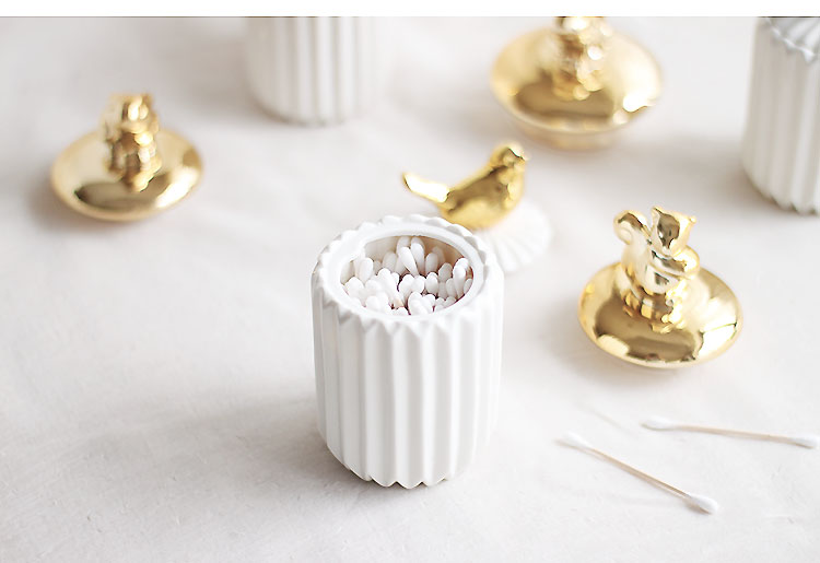 Cerámica hisopo de algodón tanque de almacenamiento de maquillaje organizador cocina sello cubierta comida tarro de caramelo mercancías de casa decoración adornos