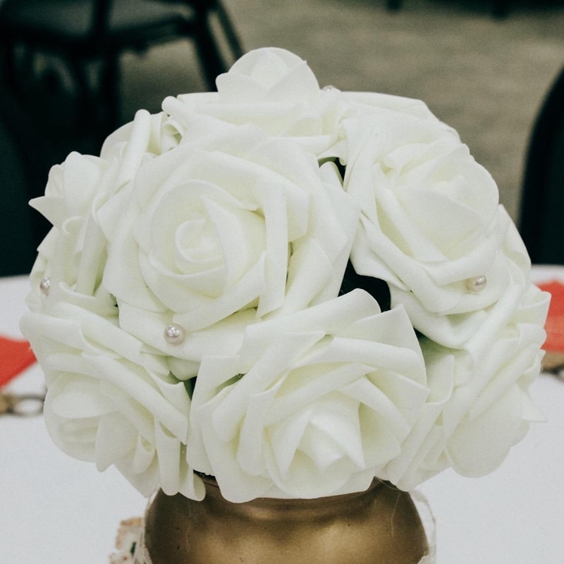 Venta, 10/20 cabezas, 8CM, nuevo artificiales de espuma de PE, ramo de flores rosas para novia, decoraciones de flores para boda, álbum de recortes, flores DIY