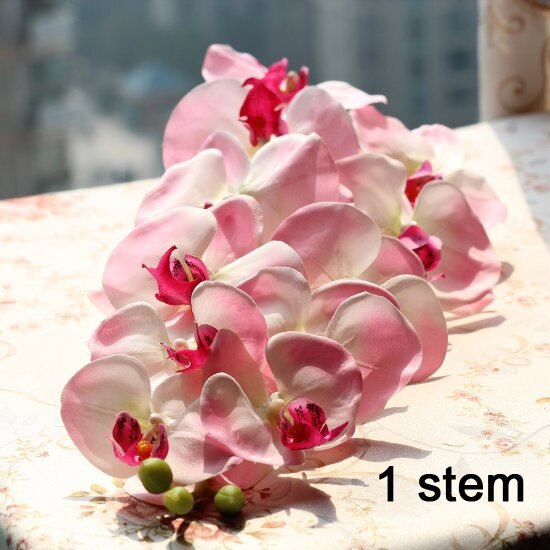 1 tallo flor Artificial de seda polilla orquídea mariposa orquídea para la nueva casa decoración de fiestas de bodas 6 tipos 12 colores F152