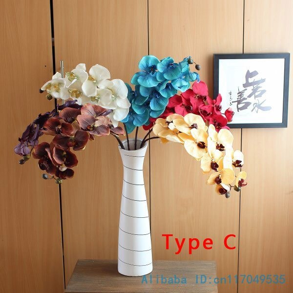 1 tallo flor Artificial de seda polilla orquídea mariposa orquídea para la nueva casa decoración de fiestas de bodas 6 tipos 12 colores F152