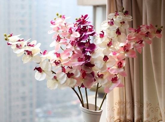 1 tallo flor Artificial de seda polilla orquídea mariposa orquídea para la nueva casa decoración de fiestas de bodas 6 tipos 12 colores F152