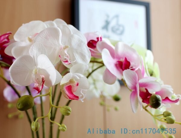 1 tallo flor Artificial de seda polilla orquídea mariposa orquídea para la nueva casa decoración de fiestas de bodas 6 tipos 12 colores F152