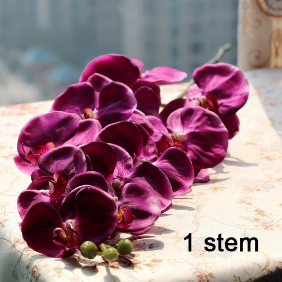 1 tallo flor Artificial de seda polilla orquídea mariposa orquídea para la nueva casa decoración de fiestas de bodas 6 tipos 12 colores F152