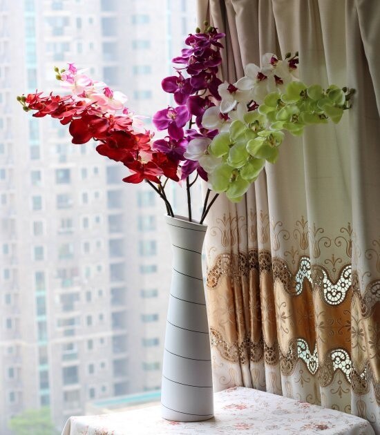 1 tallo flor Artificial de seda polilla orquídea mariposa orquídea para la nueva casa decoración de fiestas de bodas 6 tipos 12 colores F152
