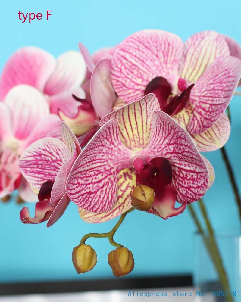 1 tallo flor Artificial de seda polilla orquídea mariposa orquídea para la nueva casa decoración de fiestas de bodas 6 tipos 12 colores F152