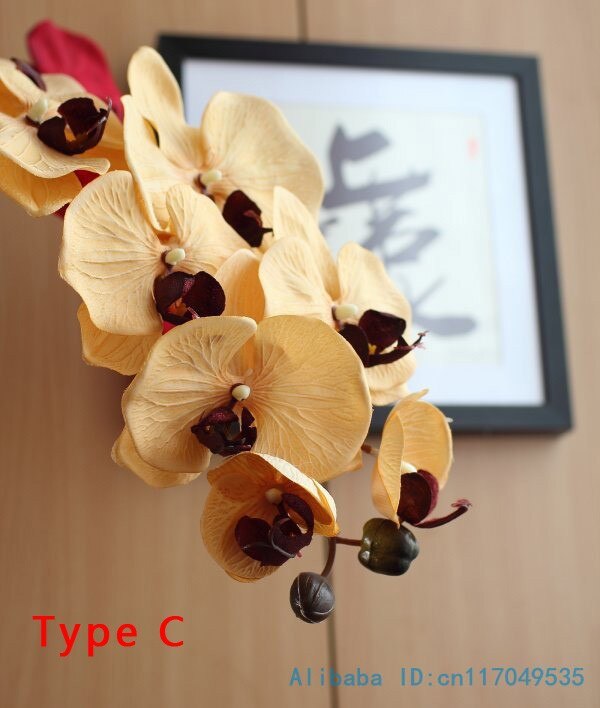 1 tallo flor Artificial de seda polilla orquídea mariposa orquídea para la nueva casa decoración de fiestas de bodas 6 tipos 12 colores F152