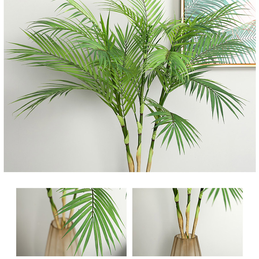 Palma árbol hojas artificiales ramas silvestres vivos follaje sintético falso planta de salón de bodas DIY decoración Selva