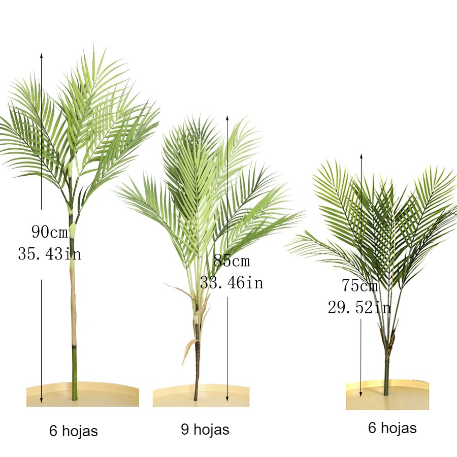 Palma árbol hojas artificiales ramas silvestres vivos follaje sintético falso planta de salón de bodas DIY decoración Selva