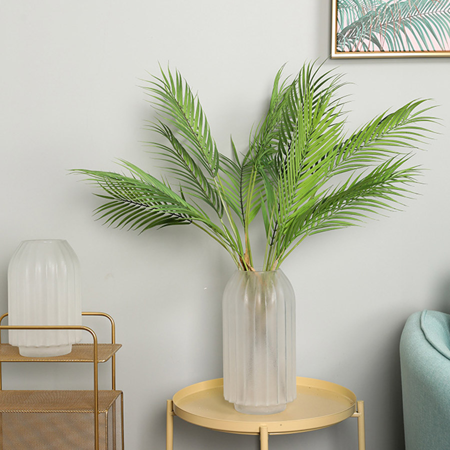 Palma árbol hojas artificiales ramas silvestres vivos follaje sintético falso planta de salón de bodas DIY decoración Selva