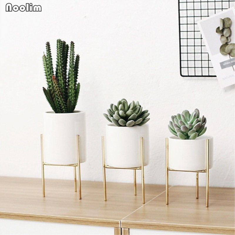 NOOLIM nórdicos de cerámica de arte del hierro florero minimalista floreros maceta para plantas de decoración del hogar para oficina café sin agujero NOOLIM nórdicos de cerámica de arte del hierro florero minimalista floreros maceta para plantas de decoración del hogar para oficina café sin agujero