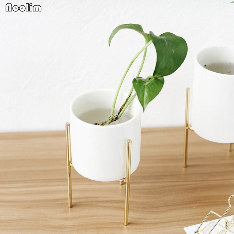 NOOLIM nórdicos de cerámica de arte del hierro florero minimalista floreros maceta para plantas de decoración del hogar para oficina café sin agujero NOOLIM nórdicos de cerámica de arte del hierro florero minimalista floreros maceta para plantas de decoración del hogar para oficina café sin agujero