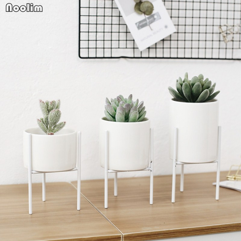 NOOLIM nórdicos de cerámica de arte del hierro florero minimalista floreros maceta para plantas de decoración del hogar para oficina café sin agujero