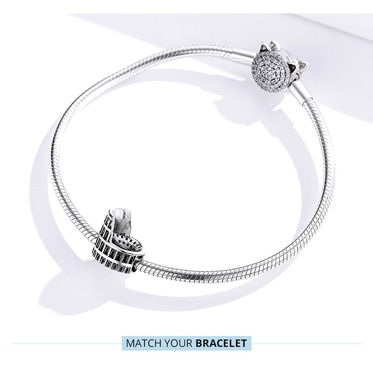 ¡Novedad de 2020! Abalorio de plata de ley 925 auténtica WOSTU, cuentas de Coliseo de Roma, collar de pulsera con dije, joyería de regalo de viaje CQC1543