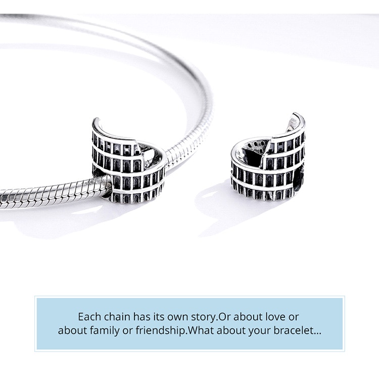 ¡Novedad de 2020! Abalorio de plata de ley 925 auténtica WOSTU, cuentas de Coliseo de Roma, collar de pulsera con dije, joyería de regalo de viaje CQC1543