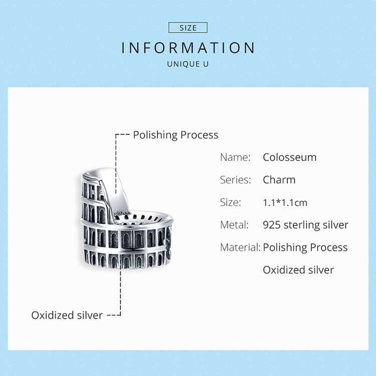 ¡Novedad de 2020! Abalorio de plata de ley 925 auténtica WOSTU, cuentas de Coliseo de Roma, collar de pulsera con dije, joyería de regalo de viaje CQC1543