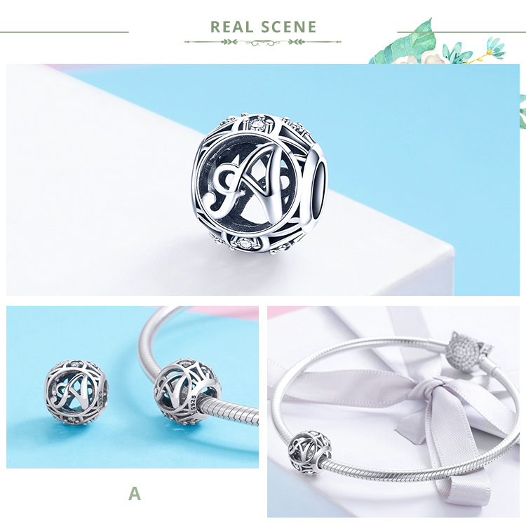 Wastu, cuentas de Plata de Ley 925 auténtica a la moda con letras A-Z, abalorio compatible con Pulsera Original, collar para mujer, fabricación de joyas DIY CQC738 Wastu, cuentas de Plata de Ley 925 auténtica a la moda con letras A-Z, abalorio compatible con Pulsera Original, collar para mujer, fabricación de joyas DIY CQC738
