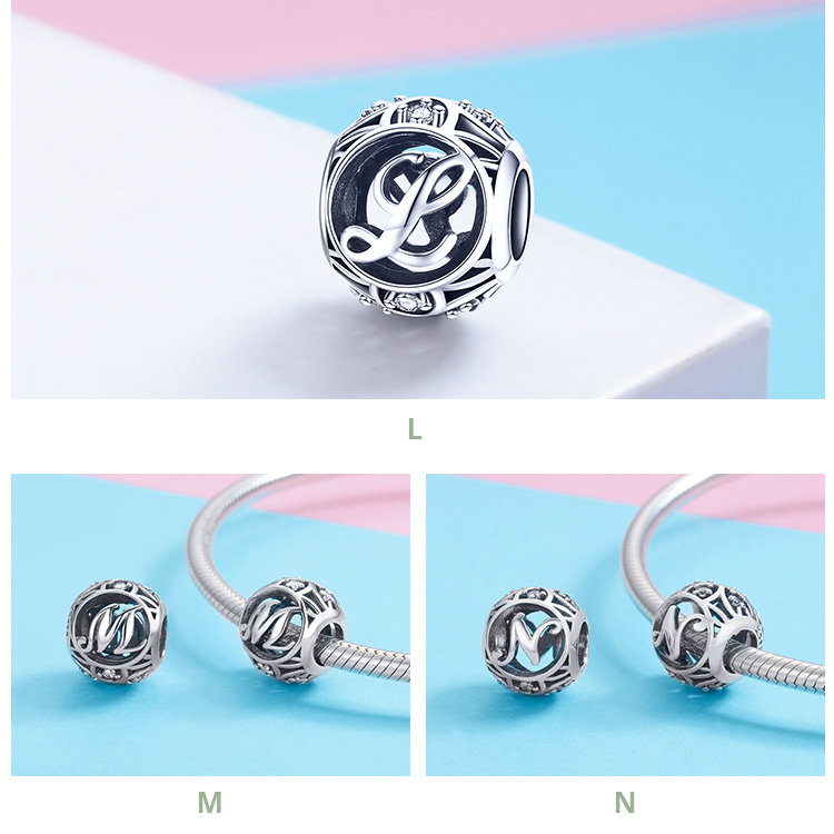 Wastu, cuentas de Plata de Ley 925 auténtica a la moda con letras A-Z, abalorio compatible con Pulsera Original, collar para mujer, fabricación de joyas DIY CQC738 Wastu, cuentas de Plata de Ley 925 auténtica a la moda con letras A-Z, abalorio compatible con Pulsera Original, collar para mujer, fabricación de joyas DIY CQC738