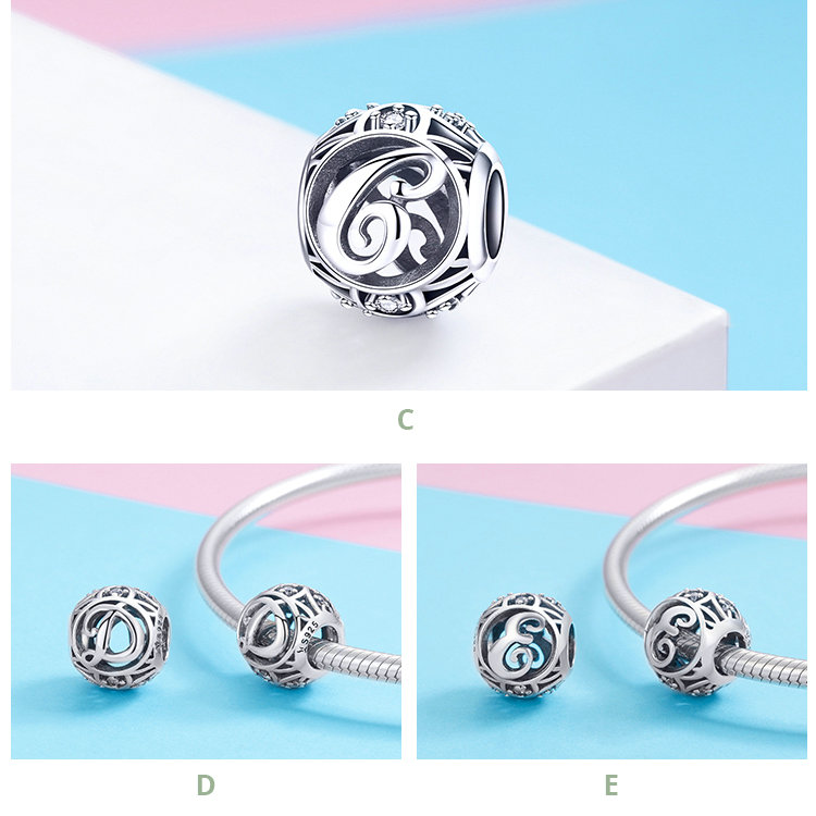 Wastu, cuentas de Plata de Ley 925 auténtica a la moda con letras A-Z, abalorio compatible con Pulsera Original, collar para mujer, fabricación de joyas DIY CQC738 Wastu, cuentas de Plata de Ley 925 auténtica a la moda con letras A-Z, abalorio compatible con Pulsera Original, collar para mujer, fabricación de joyas DIY CQC738