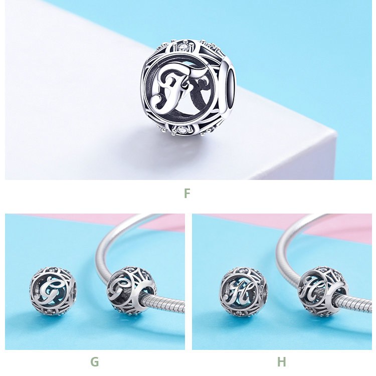 Wastu, cuentas de Plata de Ley 925 auténtica a la moda con letras A-Z, abalorio compatible con Pulsera Original, collar para mujer, fabricación de joyas DIY CQC738 Wastu, cuentas de Plata de Ley 925 auténtica a la moda con letras A-Z, abalorio compatible con Pulsera Original, collar para mujer, fabricación de joyas DIY CQC738