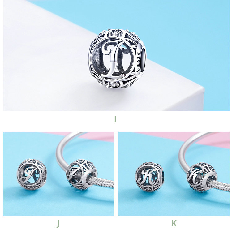 Wastu, cuentas de Plata de Ley 925 auténtica a la moda con letras A-Z, abalorio compatible con Pulsera Original, collar para mujer, fabricación de joyas DIY CQC738 Wastu, cuentas de Plata de Ley 925 auténtica a la moda con letras A-Z, abalorio compatible con Pulsera Original, collar para mujer, fabricación de joyas DIY CQC738