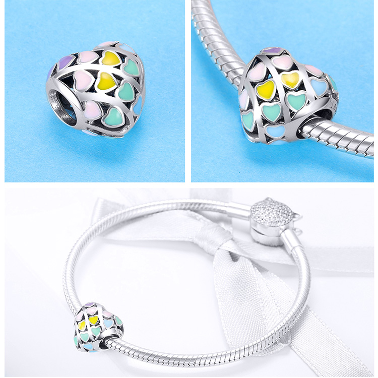 WOSTU 100% auténtica Plata de Ley 925 amuleto con forma de corazón cuentas marca encanto pulsera DIY Original de joyería de plata