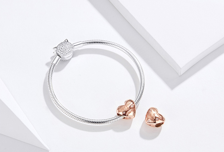 WOSTU 100% auténtica Plata de Ley 925 amuleto con forma de corazón cuentas marca encanto pulsera DIY Original de joyería de plata