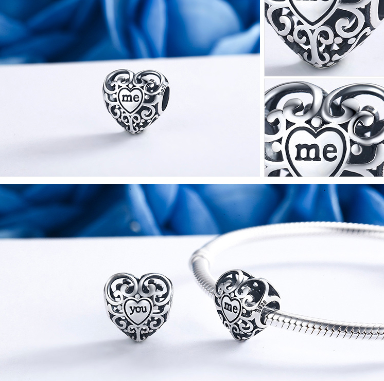 WOSTU 100% auténtica Plata de Ley 925 amuleto con forma de corazón cuentas marca encanto pulsera DIY Original de joyería de plata