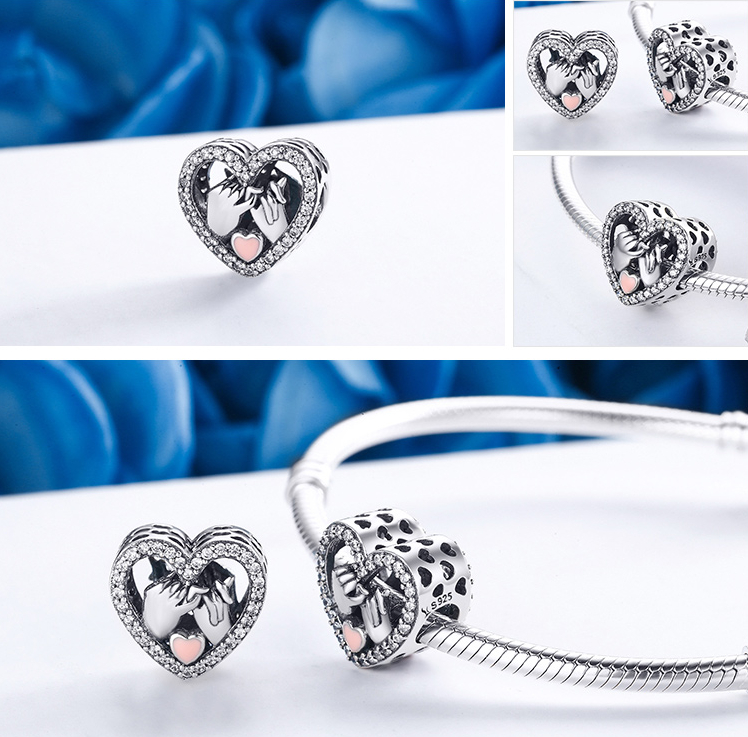 WOSTU 100% auténtica Plata de Ley 925 amuleto con forma de corazón cuentas marca encanto pulsera DIY Original de joyería de plata